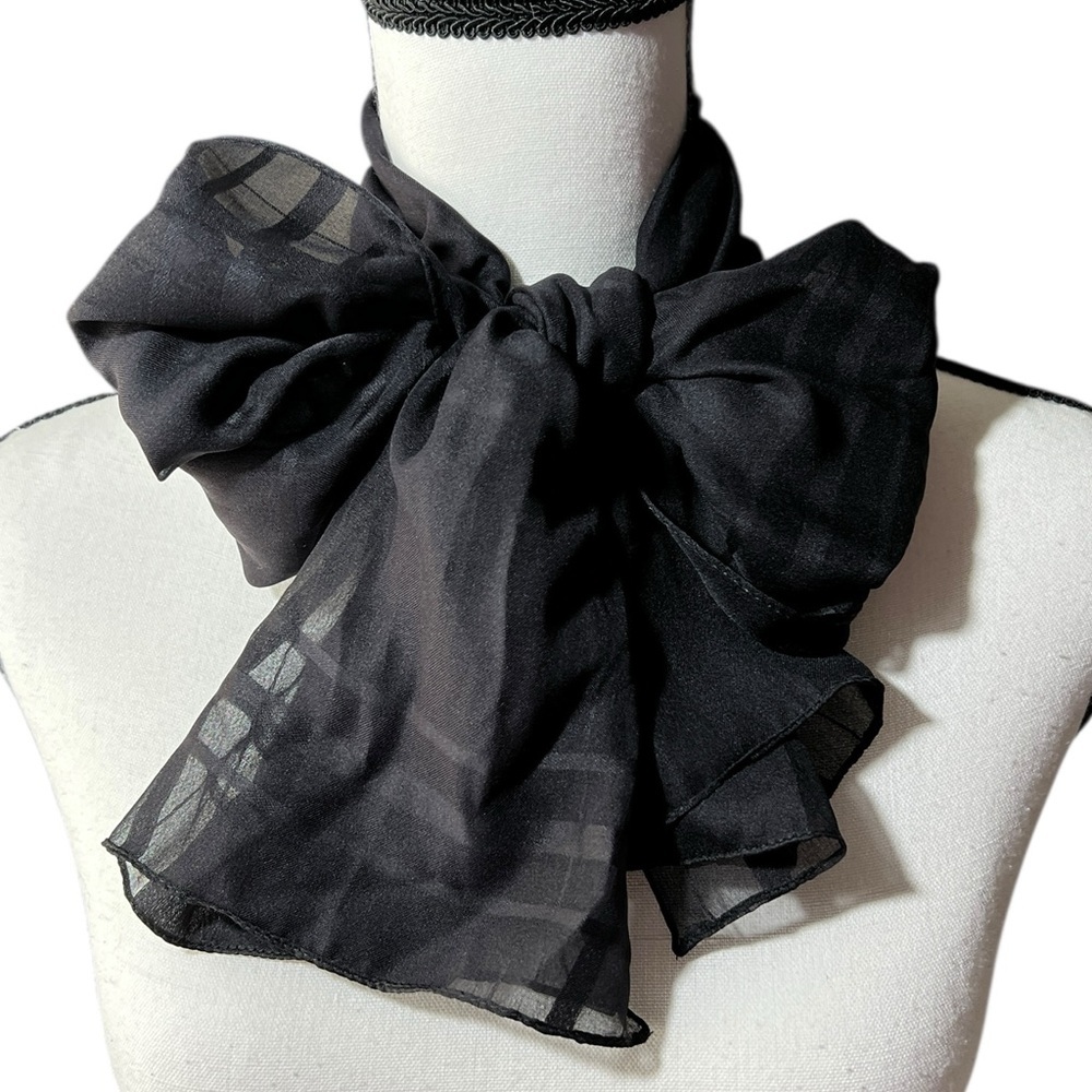 Elegant Black Sheer Scarf, approx. 13”x60”